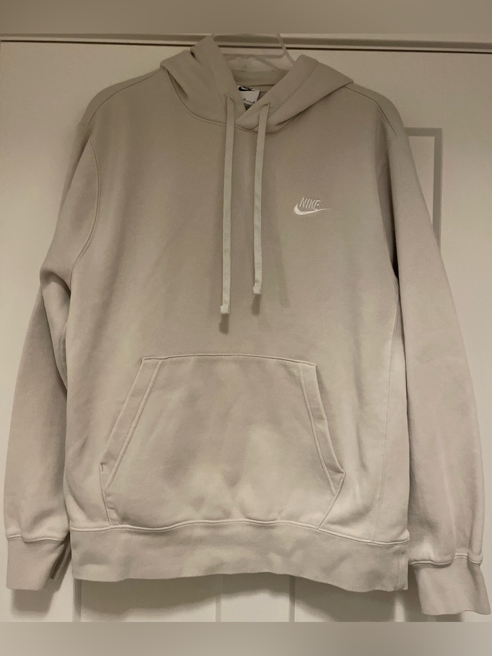 Nike Men's Beige Hooded Sweatshirt - Swoosh Logo